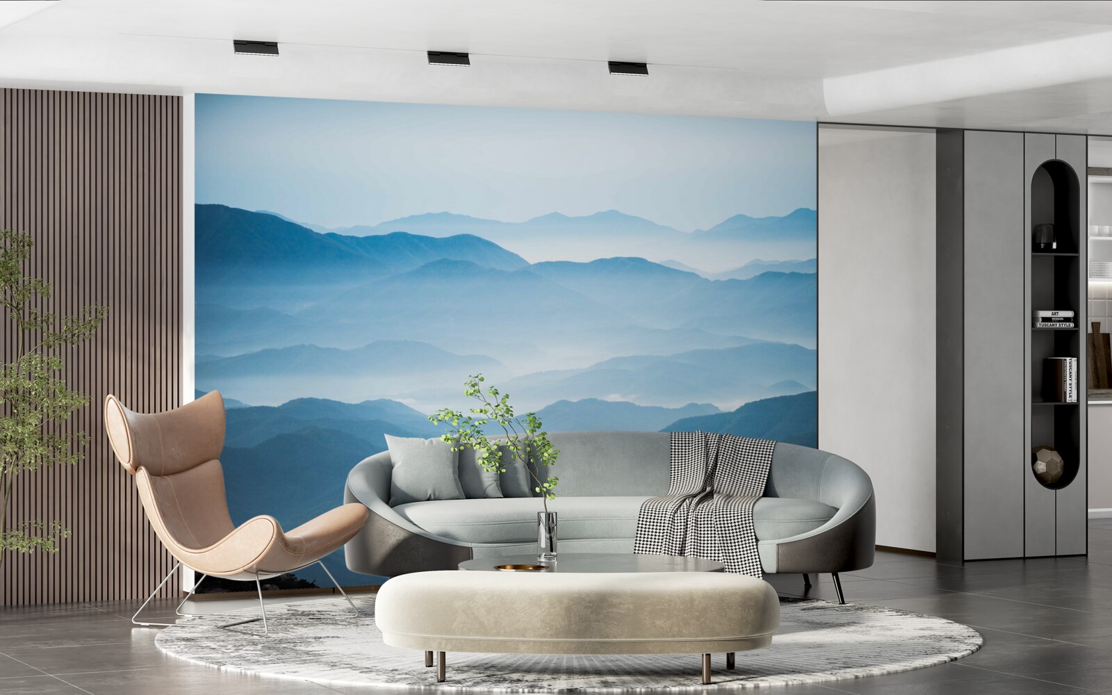 Фотошпалери ранковий туман огортає гірські вершини