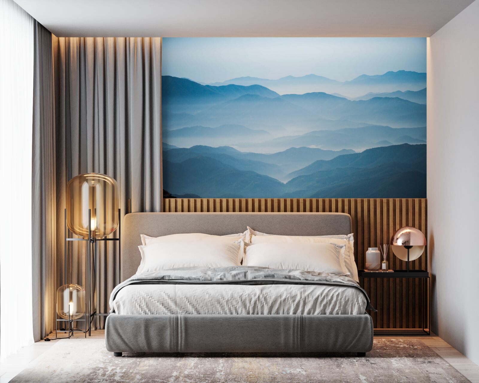 Фотошпалери ранковий туман огортає гірські вершини