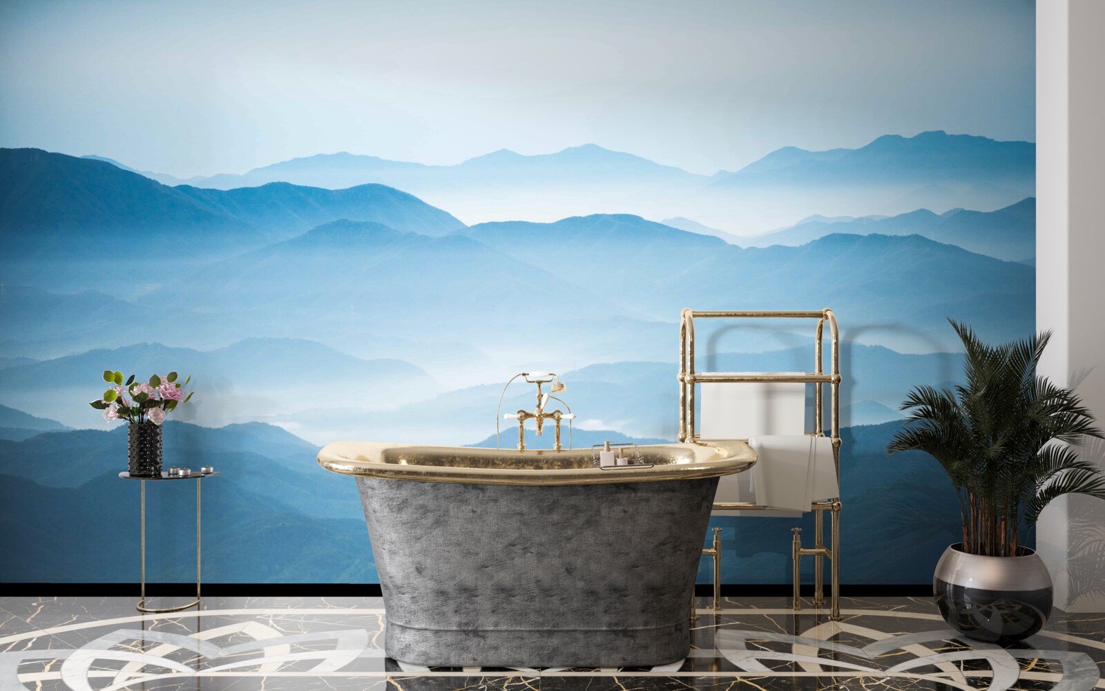 Фотошпалери ранковий туман огортає гірські вершини