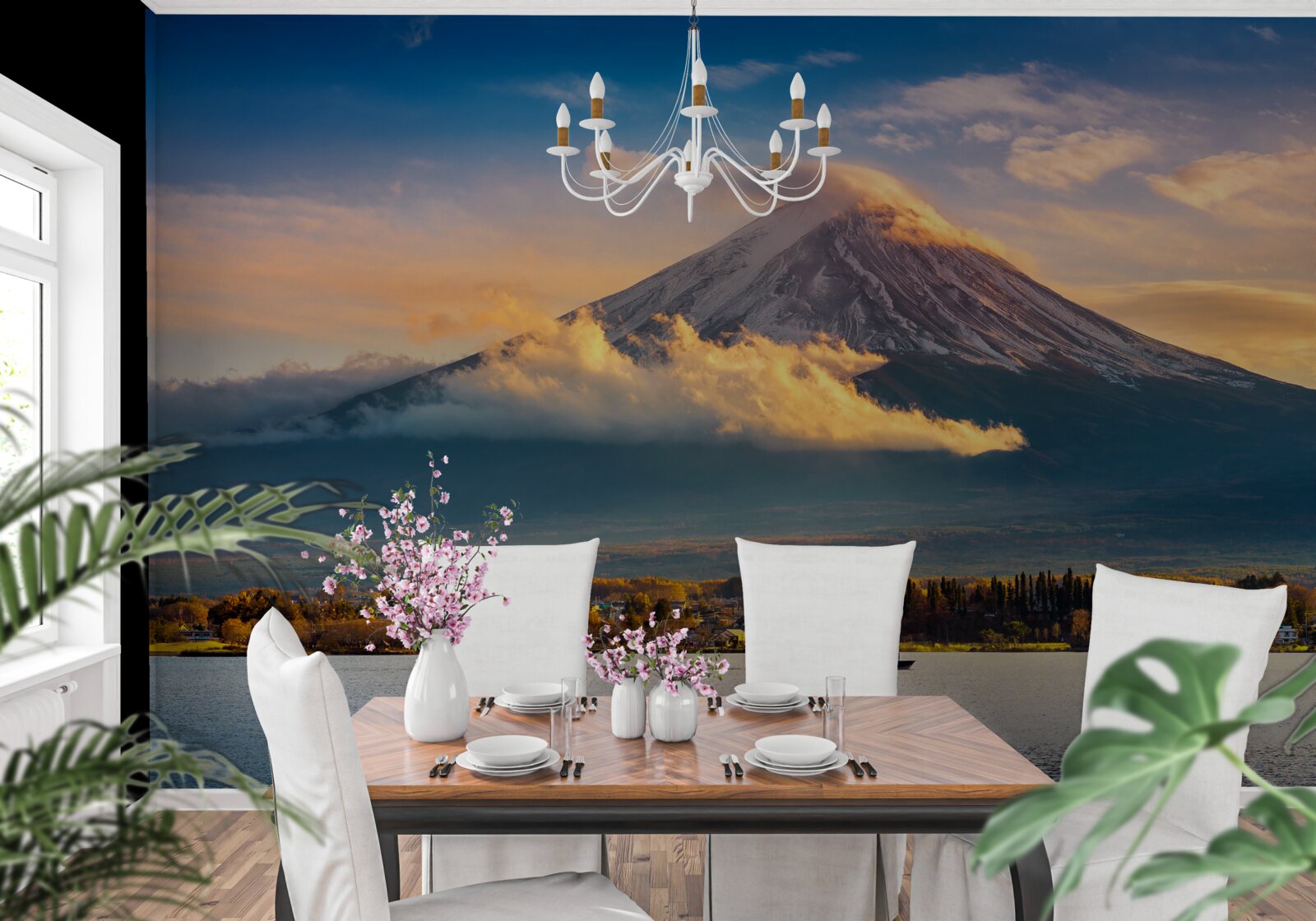 Фотошпалери пік Фудзі оточений густим туманом