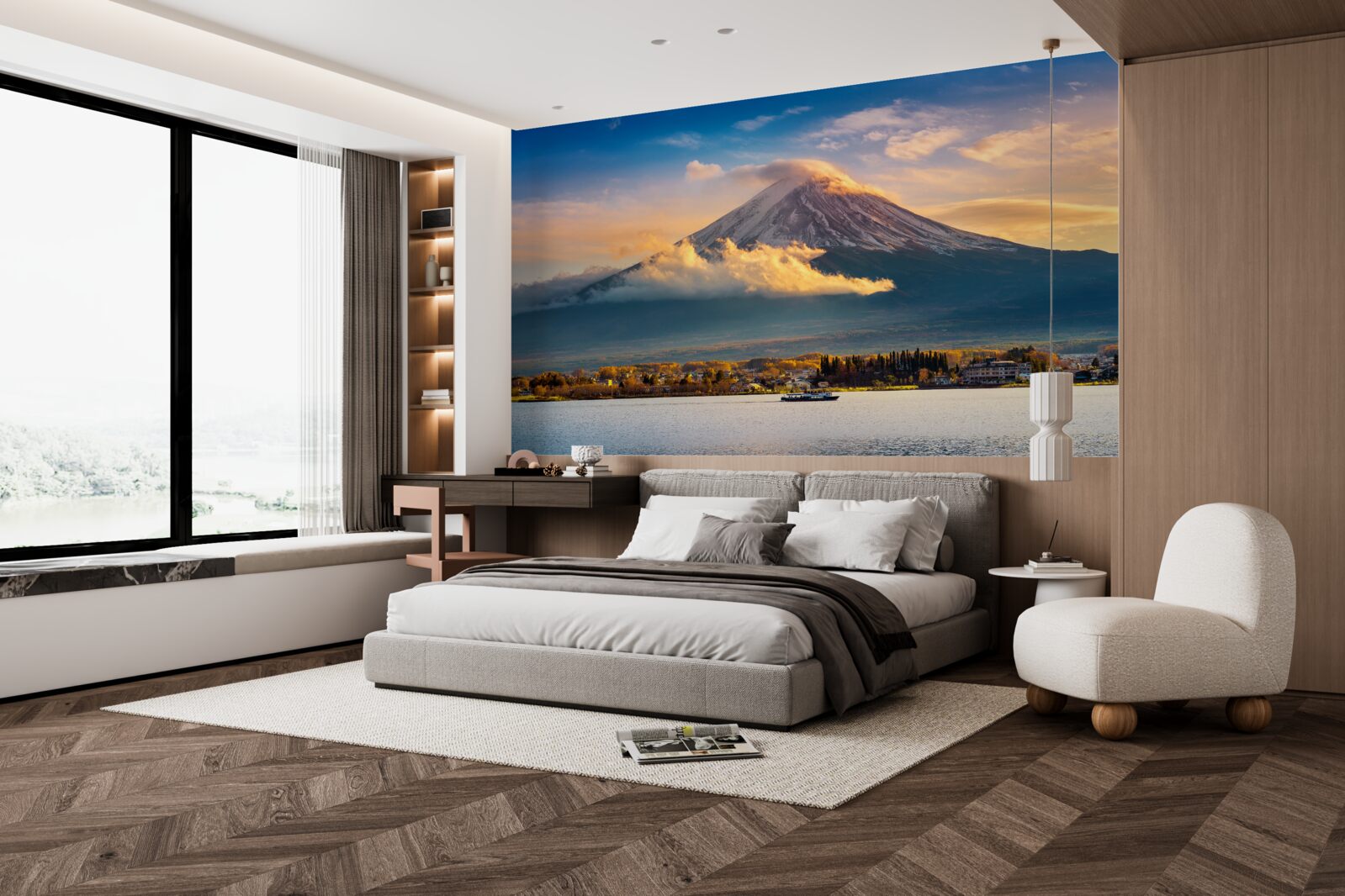 Фотошпалери пік Фудзі оточений густим туманом