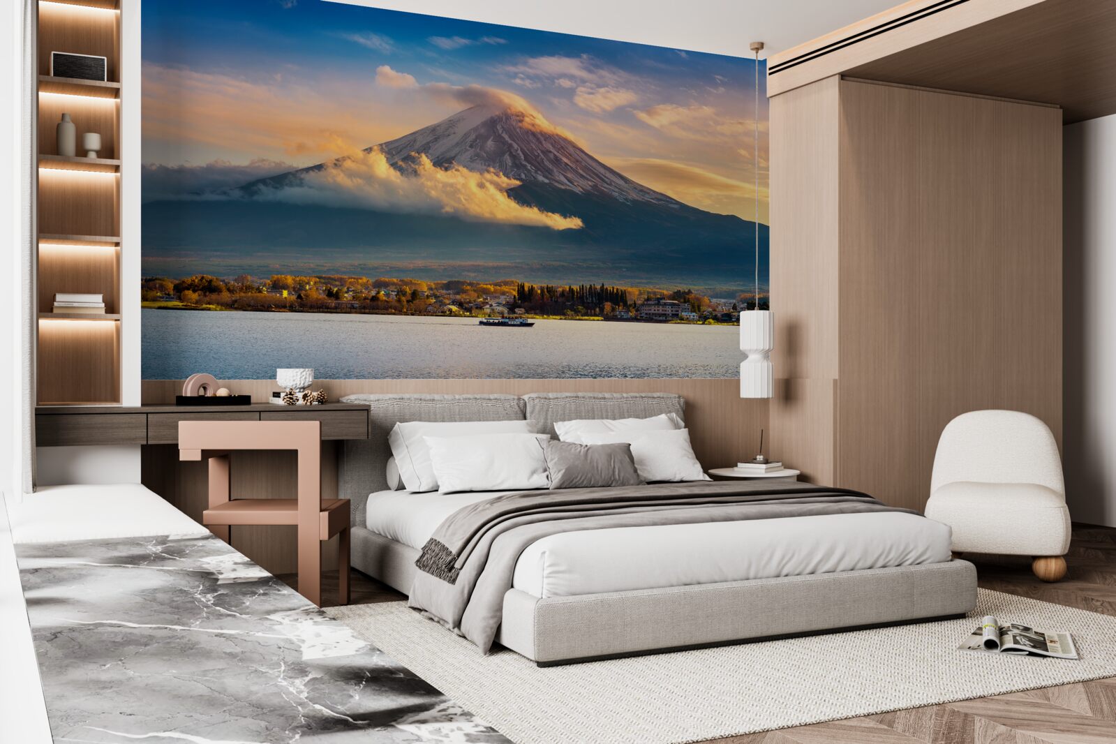 Фотошпалери пік Фудзі оточений густим туманом