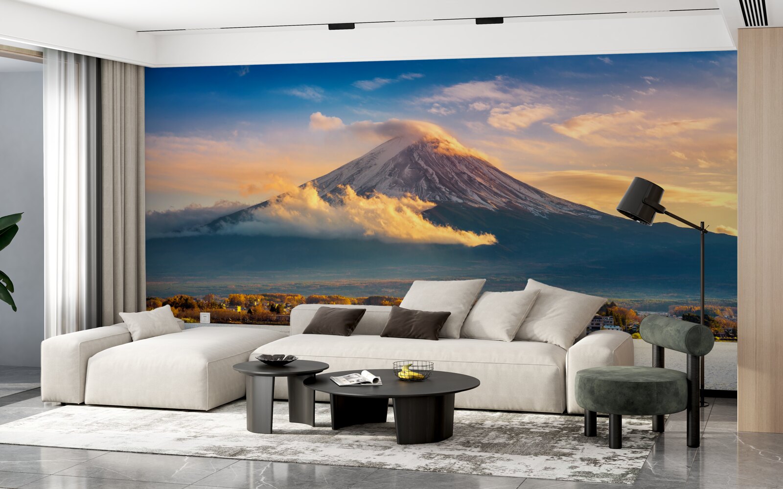 Фотошпалери пік Фудзі оточений густим туманом