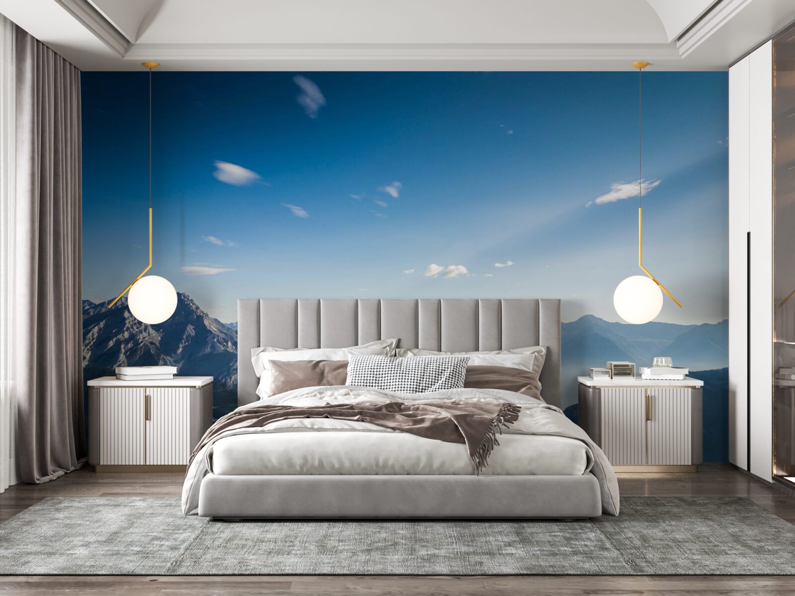 Фотошпалери з вершин гір видно безкрає синє небо