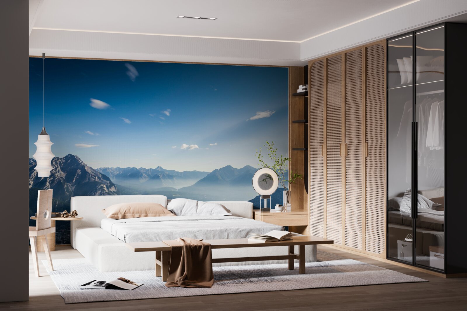 Фотошпалери з вершин гір видно безкрає синє небо