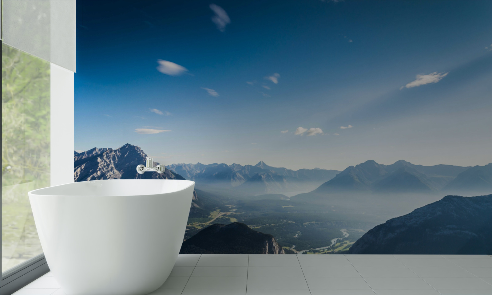 Фотошпалери з вершин гір видно безкрає синє небо