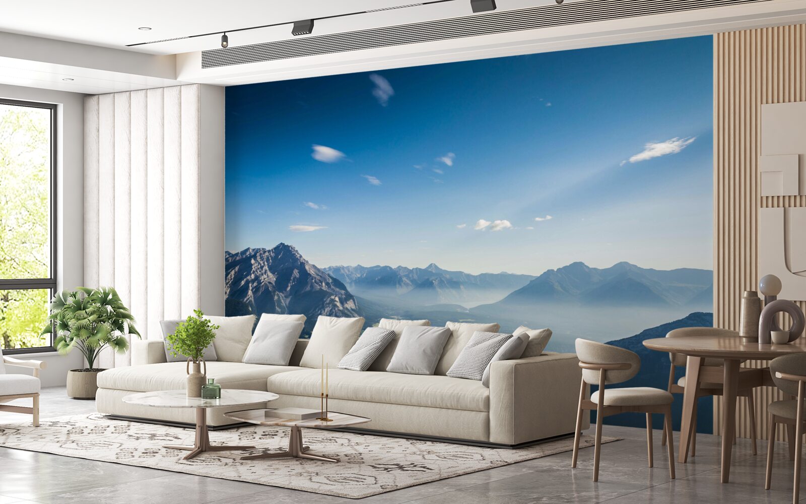 Фотошпалери з вершин гір видно безкрає синє небо