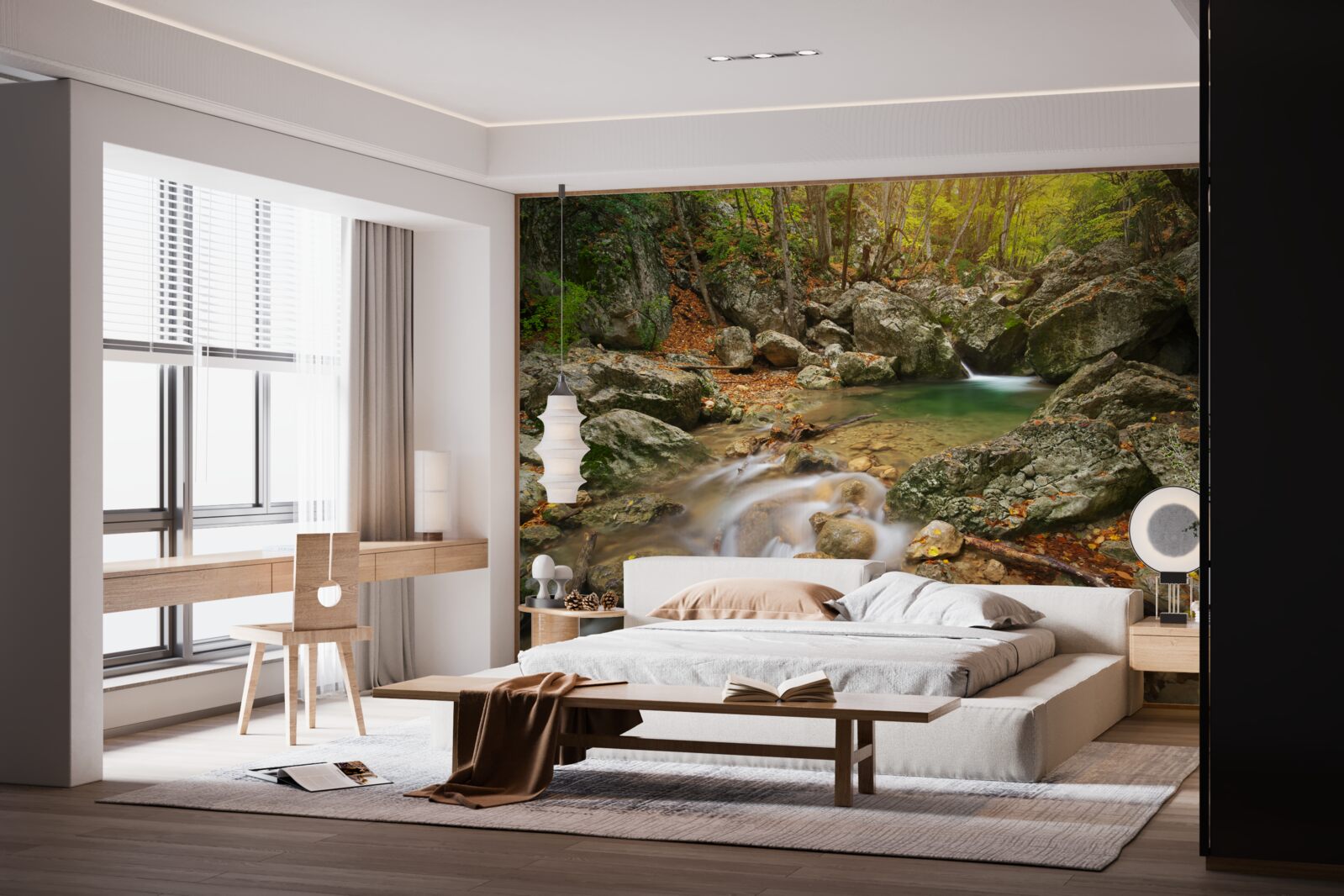 Фотошпалери течія річки восени