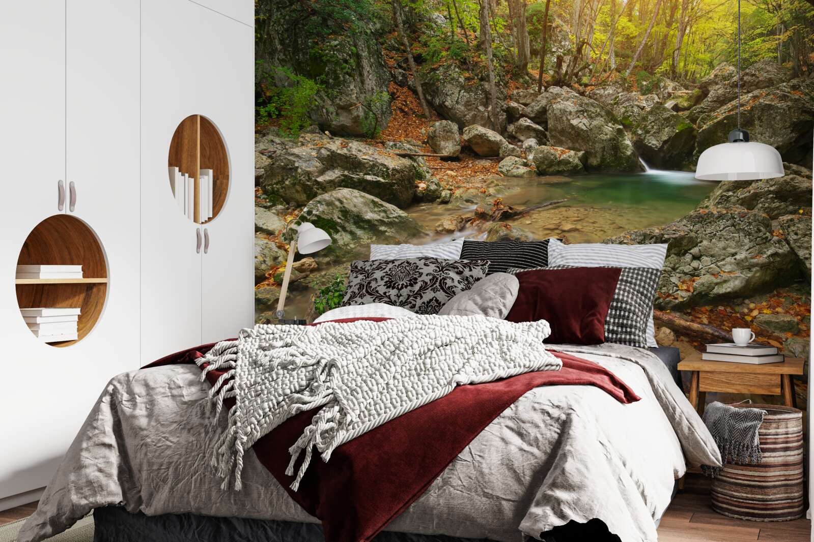 Фотошпалери течія річки восени