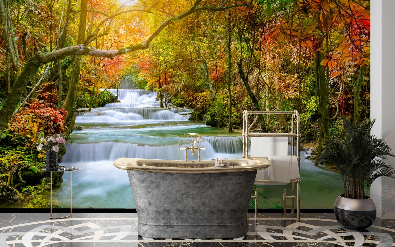 Фотошпалери величний водоспад у природі