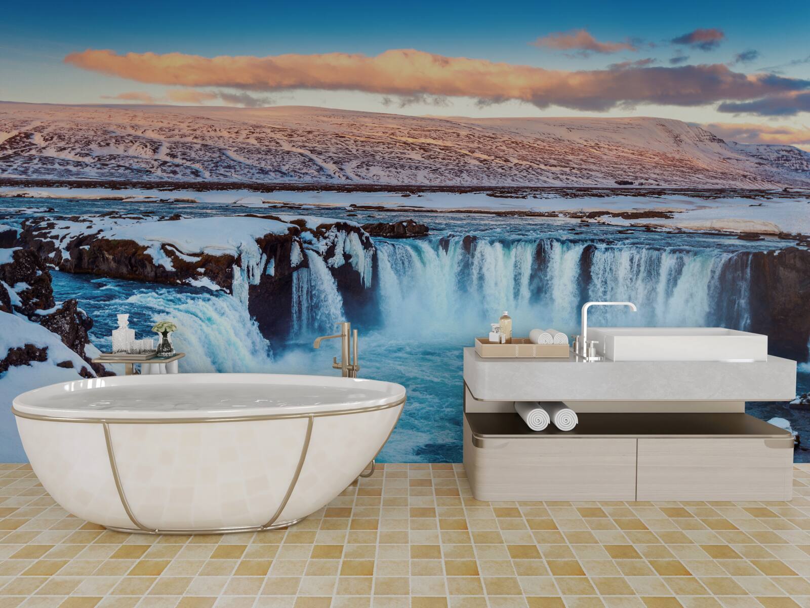 Фотошпалери чарівний водоспад Годафосс