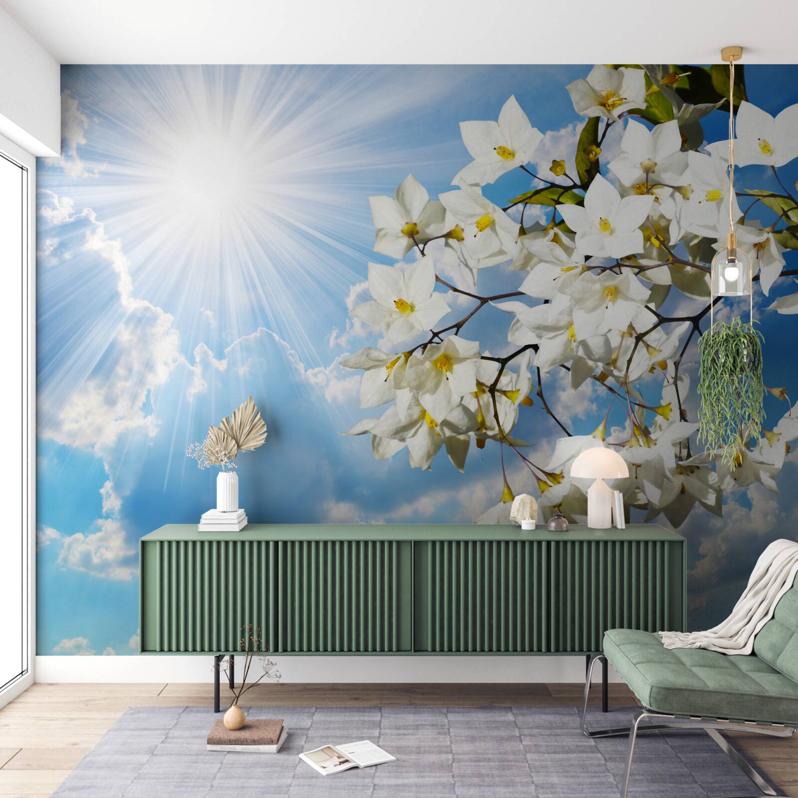 Фотошпалери квітуча гілка білосніжного жасмину