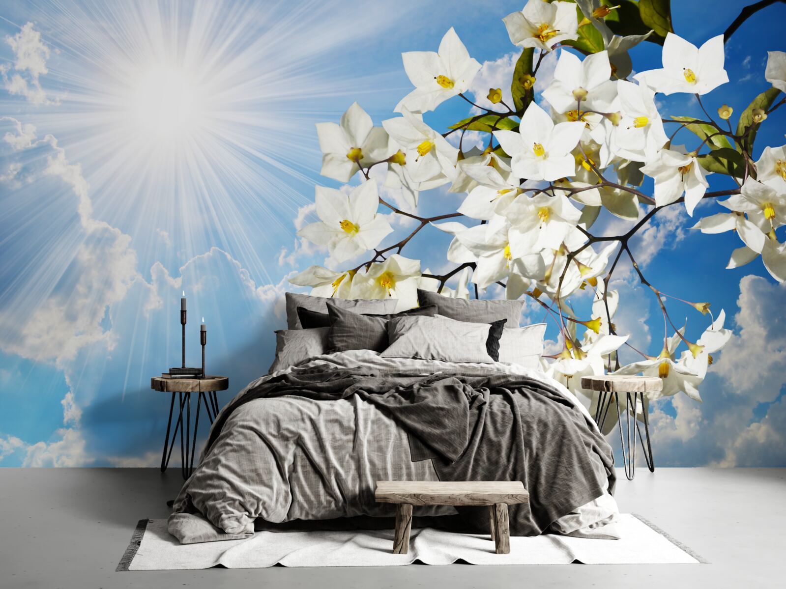 Фотошпалери квітуча гілка білосніжного жасмину