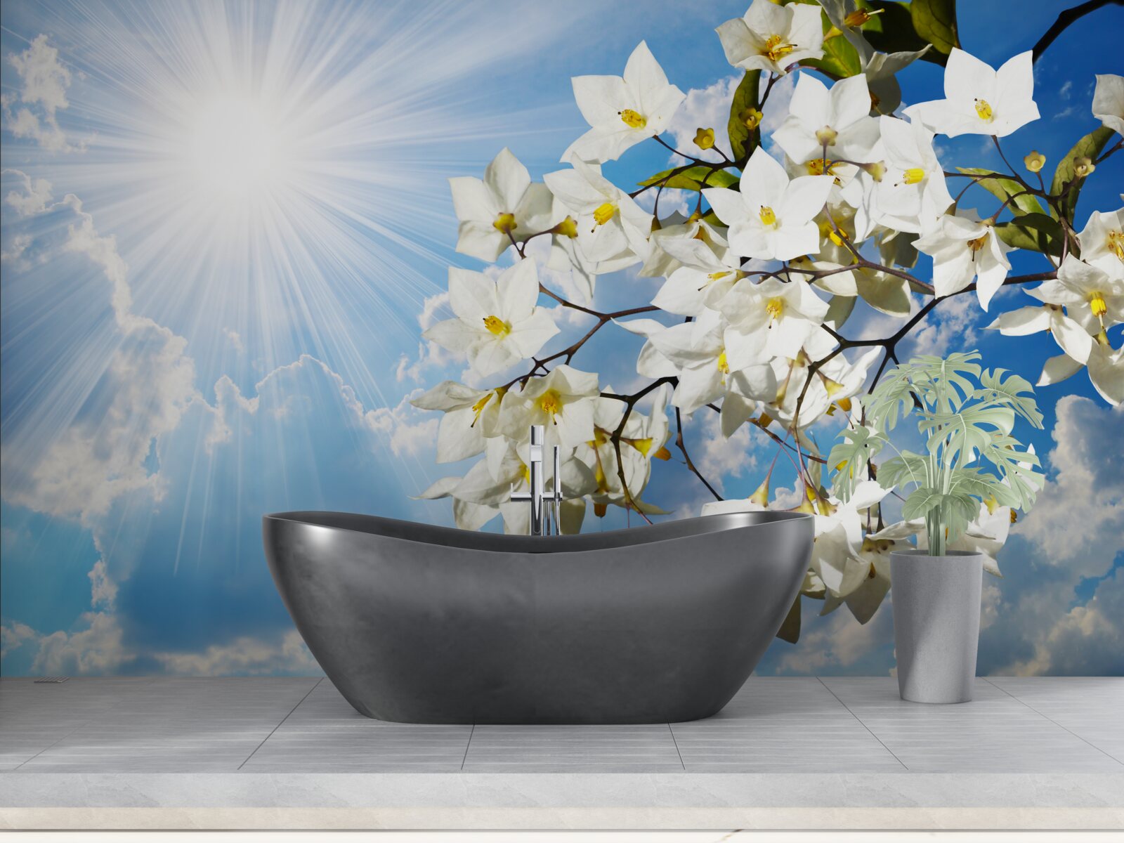 Фотошпалери квітуча гілка білосніжного жасмину