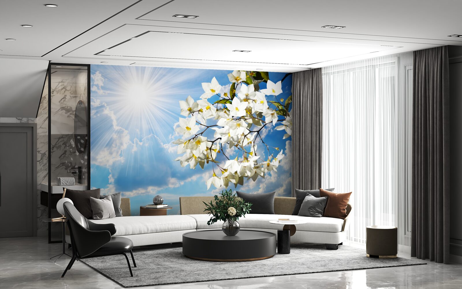 Фотошпалери квітуча гілка білосніжного жасмину