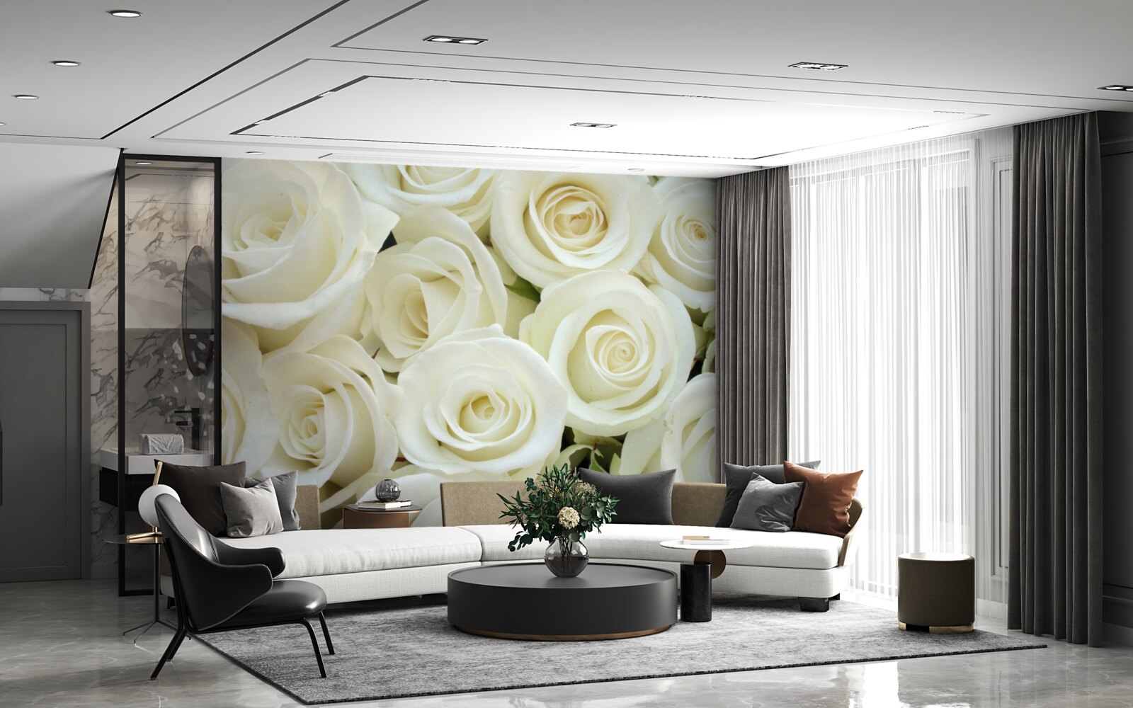 Фотошпалери букет містить білі троянди