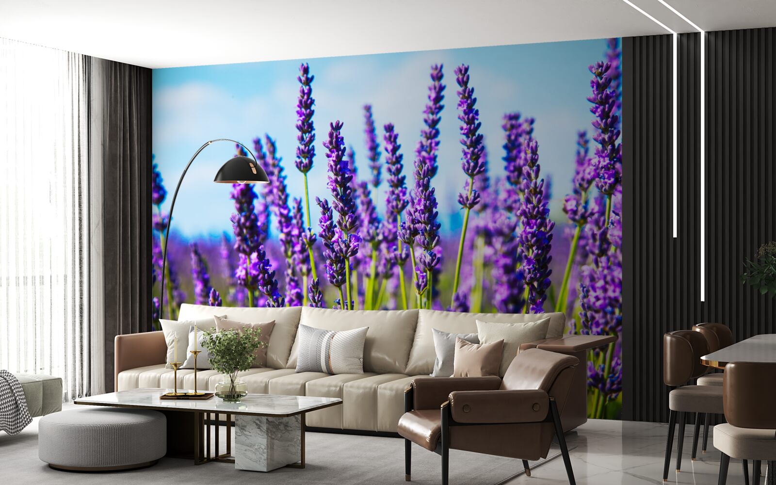 Фотошпалери фіолетова лаванда на тлі блакитного неба