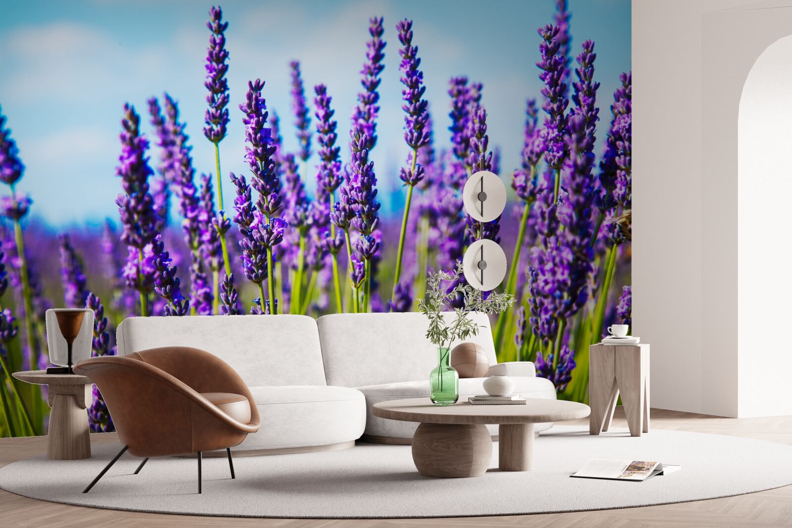 Фотошпалери фіолетова лаванда на тлі блакитного неба