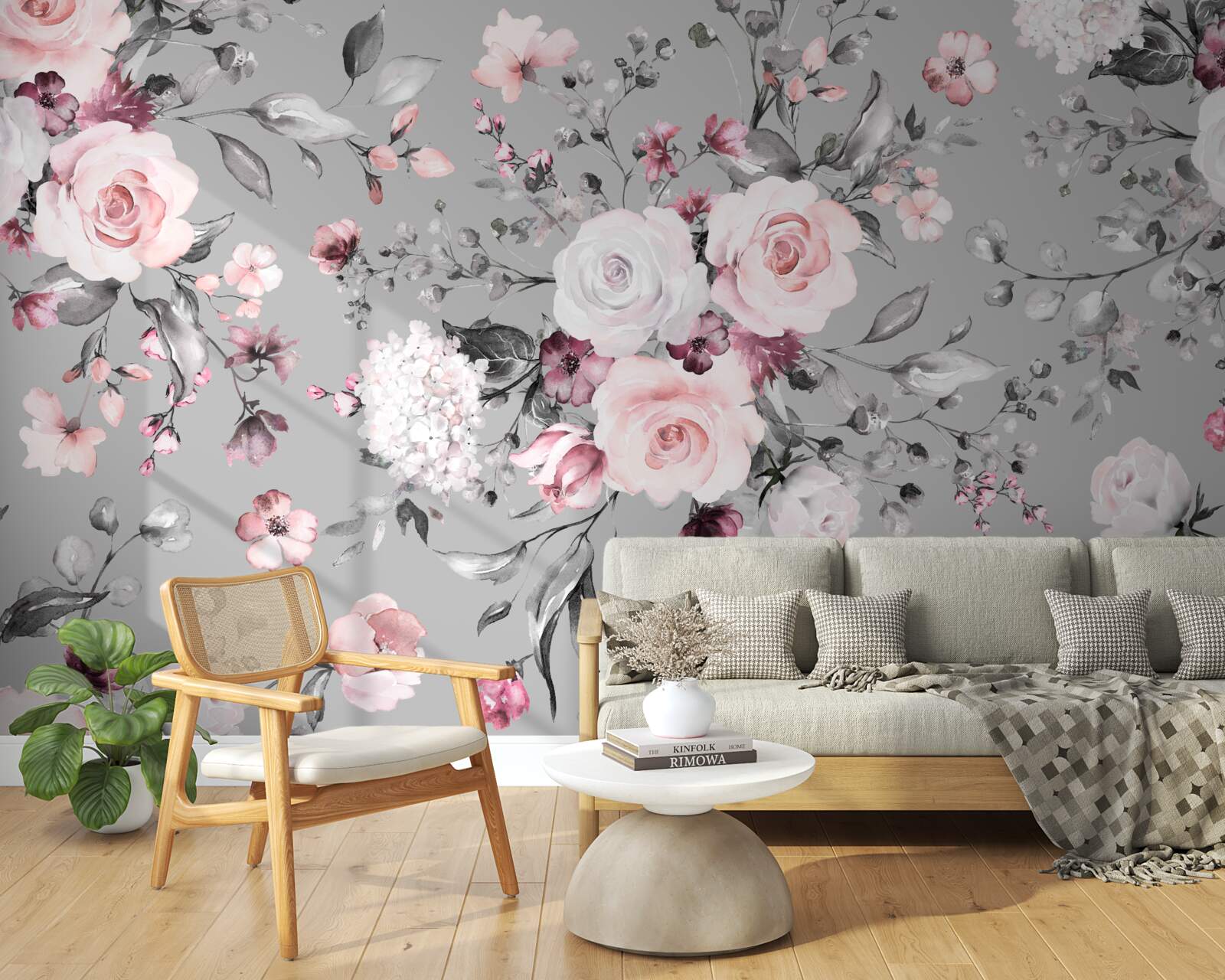 Фотошпалери яскраві троянди на матовому тлі