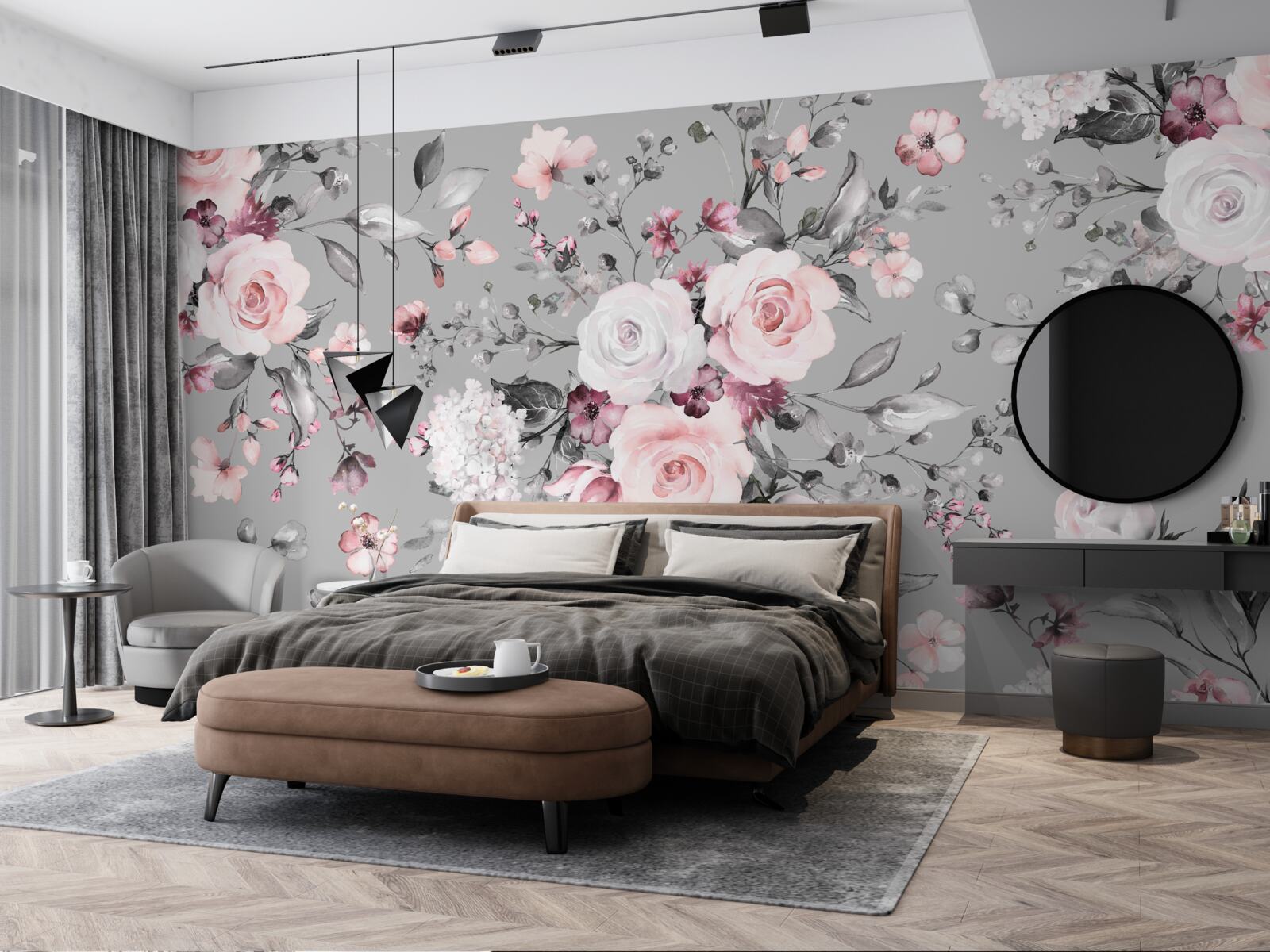 Фотошпалери яскраві троянди на матовому тлі