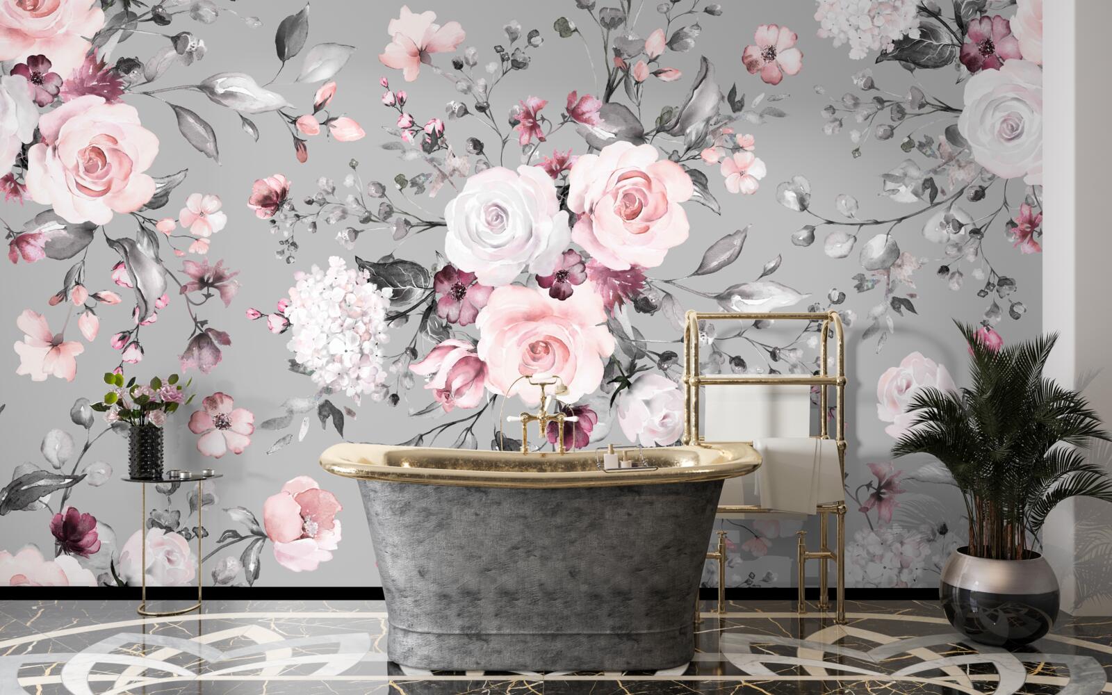 Фотошпалери яскраві троянди на матовому тлі