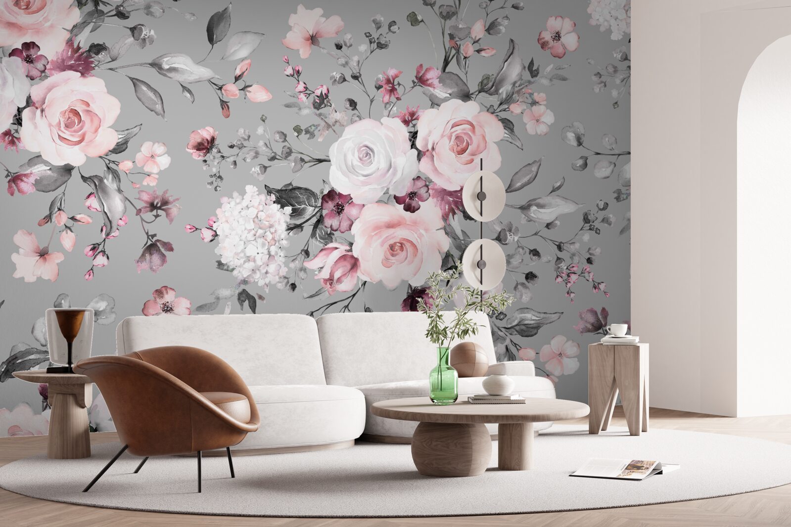 Фотошпалери яскраві троянди на матовому тлі