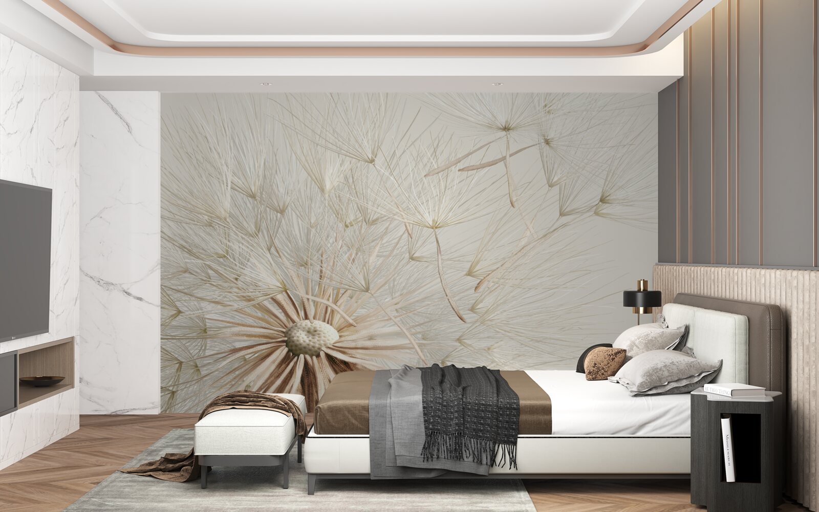 Фотошпалери кульбаби цвітуть під впливом вітру