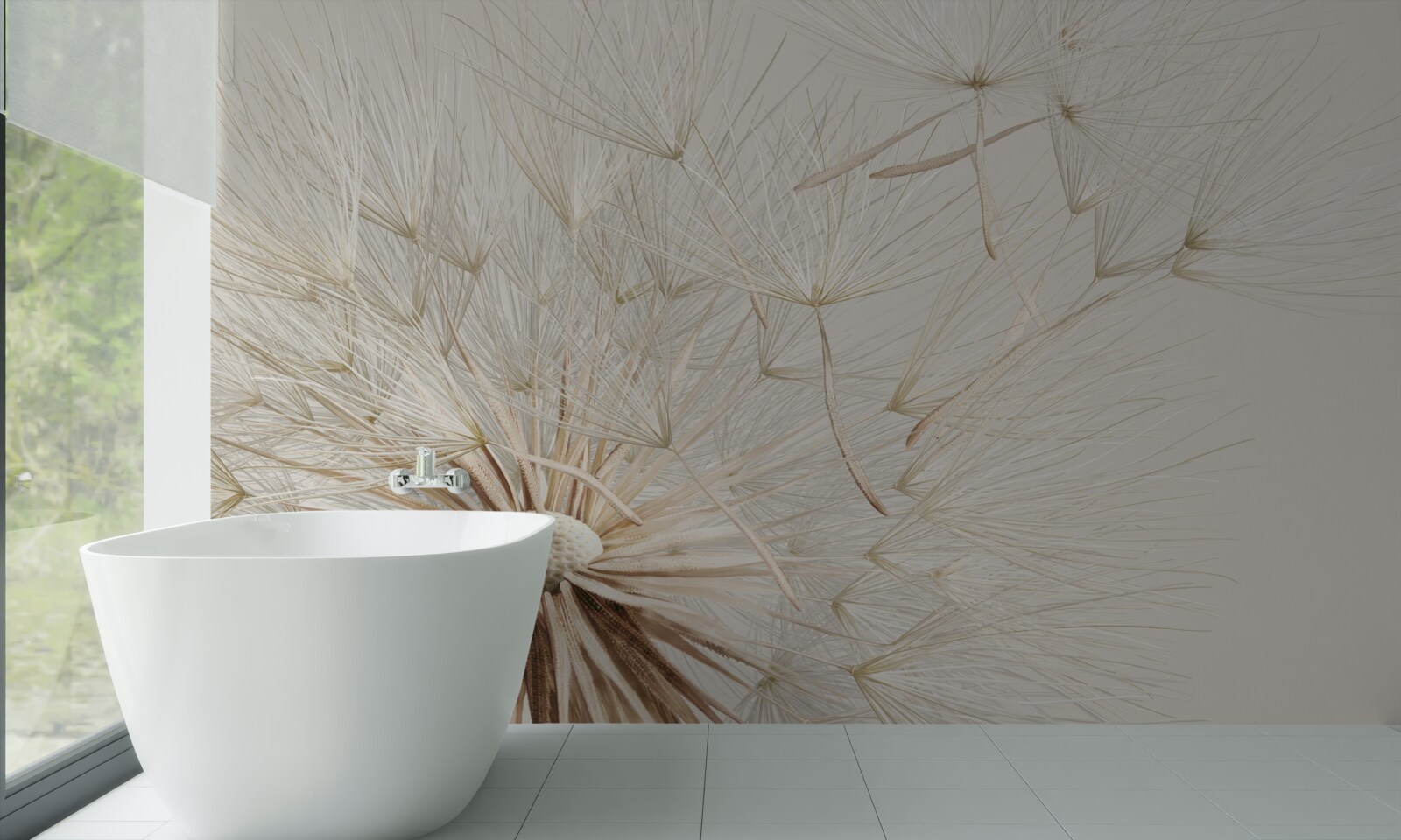 Фотошпалери кульбаби цвітуть під впливом вітру