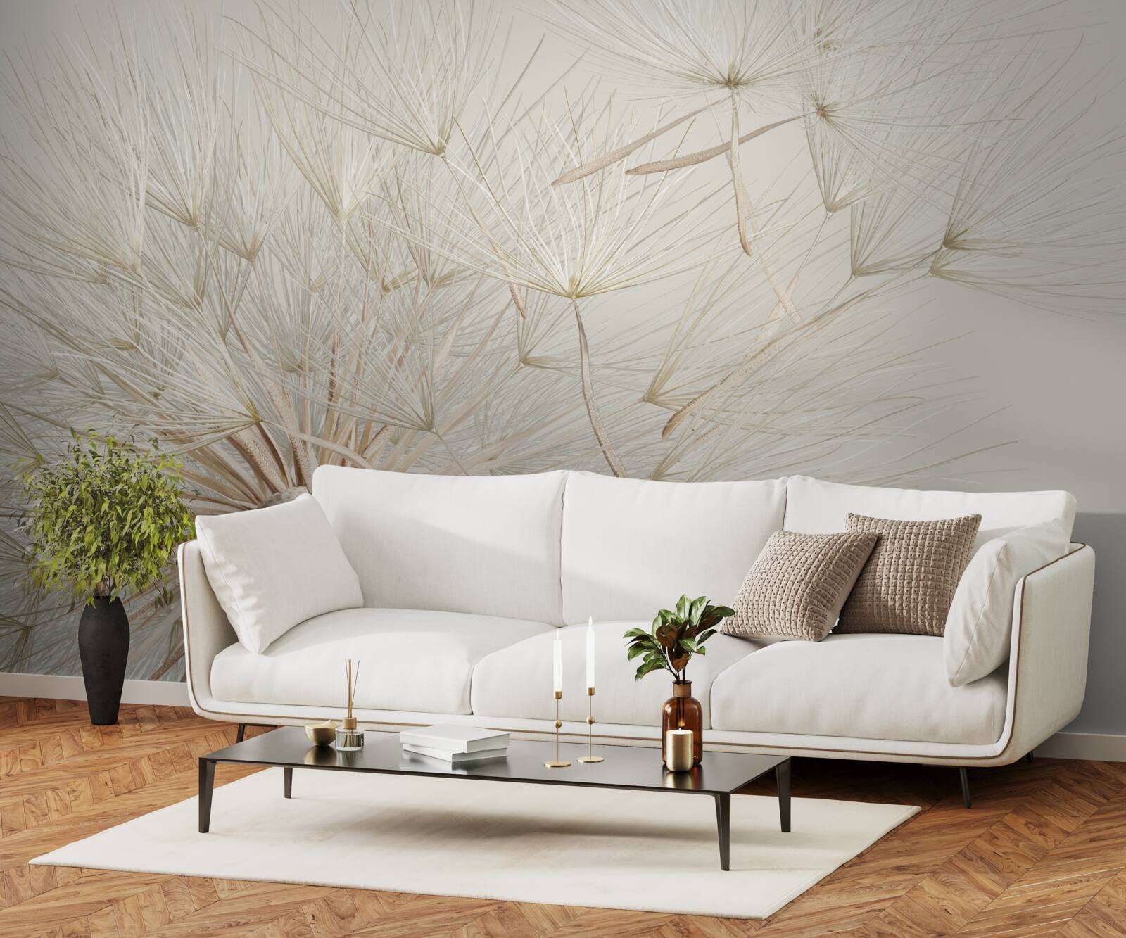 Фотошпалери кульбаби цвітуть під впливом вітру