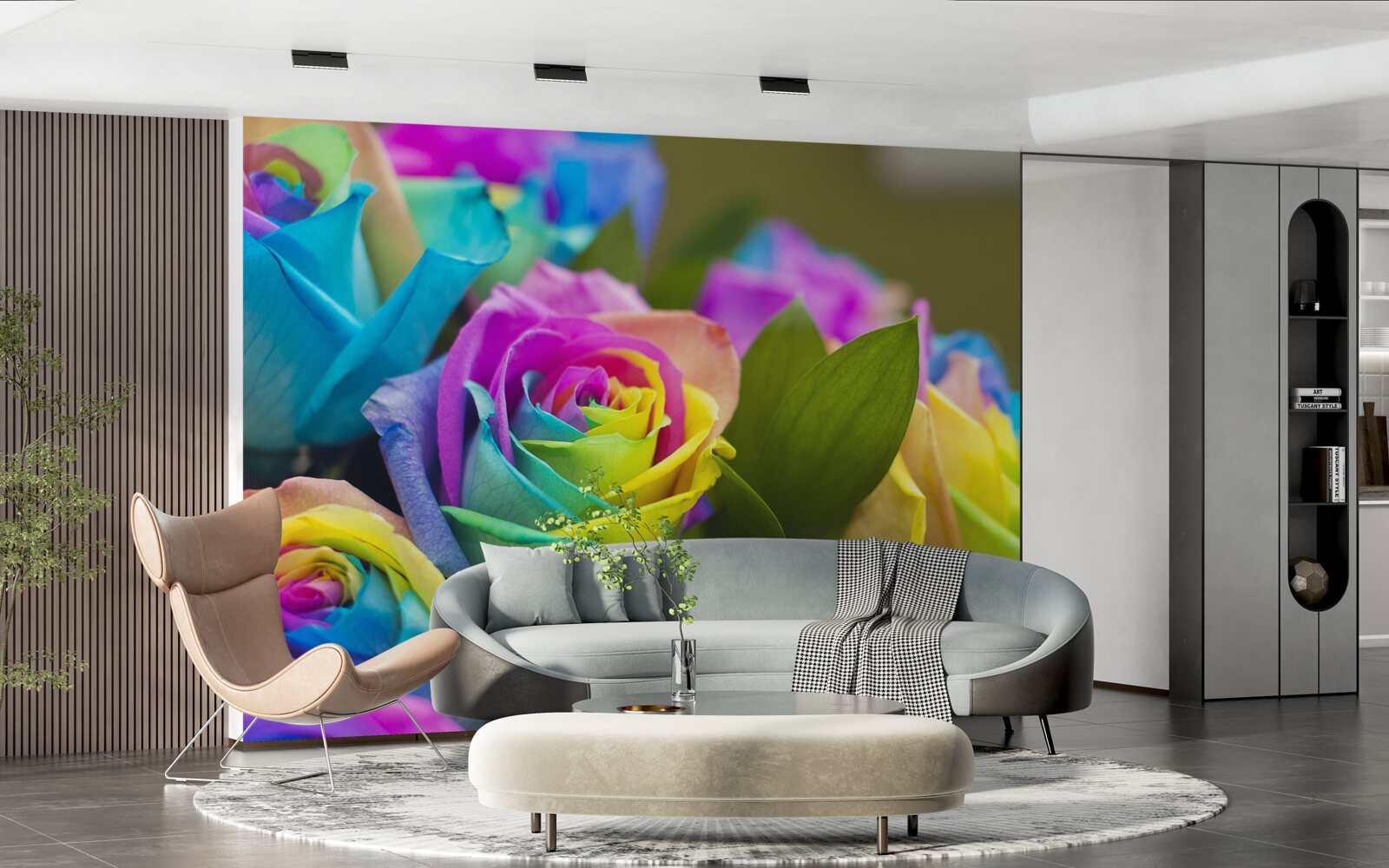 Фотошпалери букет включає красиву райдужну троянду