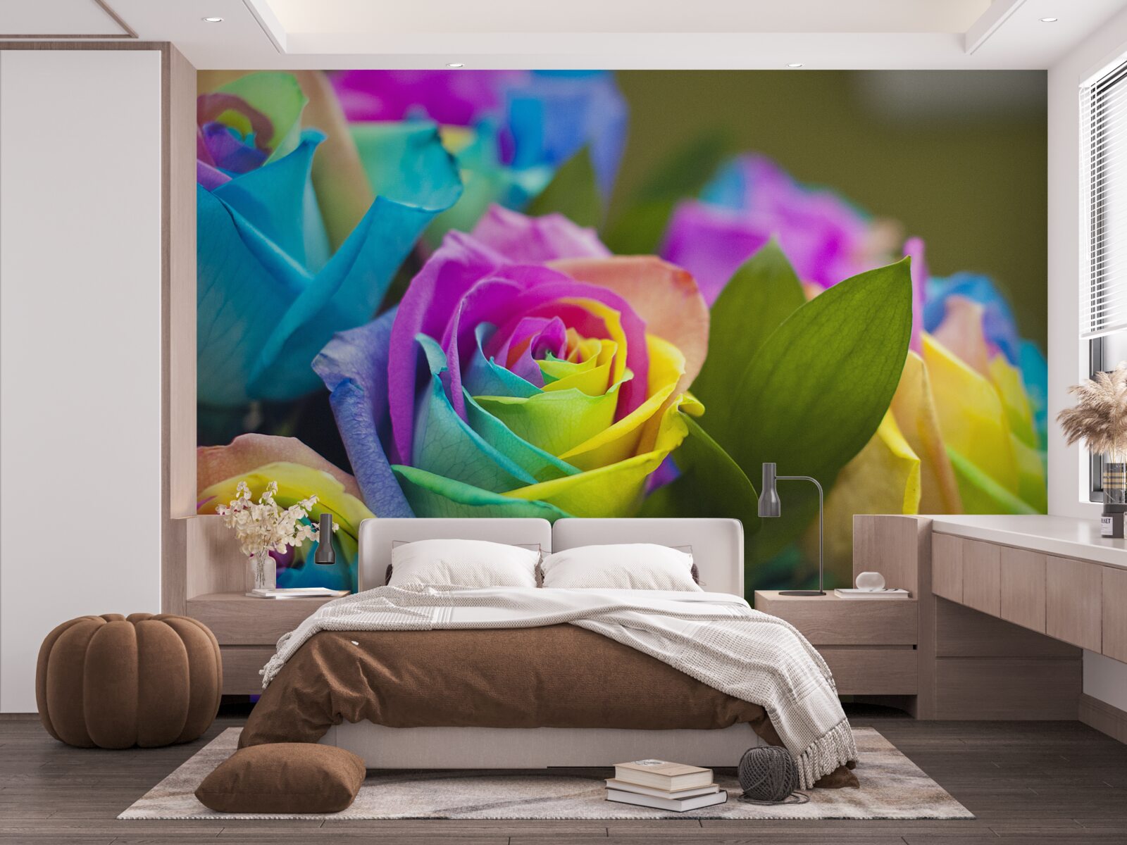 Фотошпалери букет включає красиву райдужну троянду