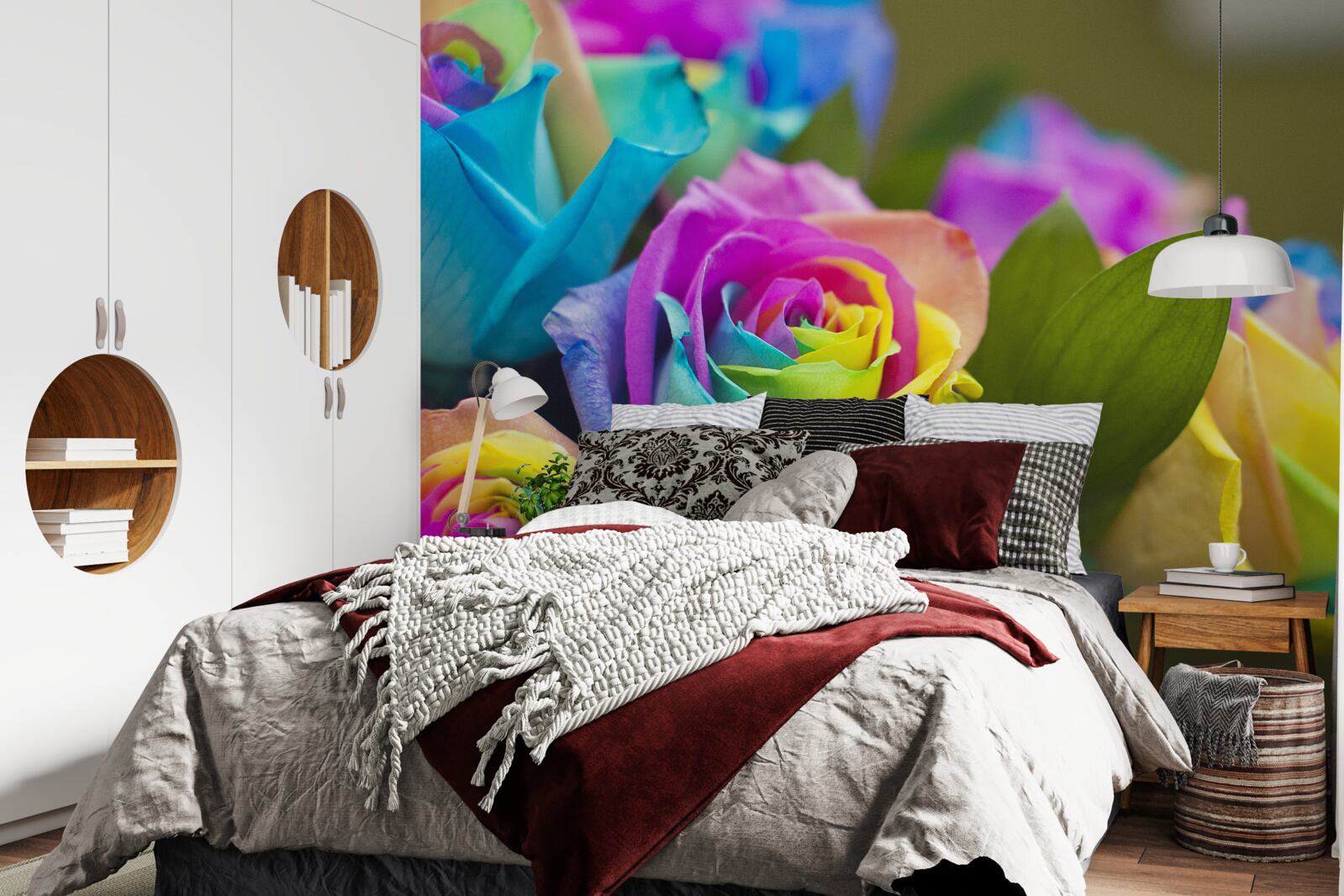 Фотошпалери букет включає красиву райдужну троянду