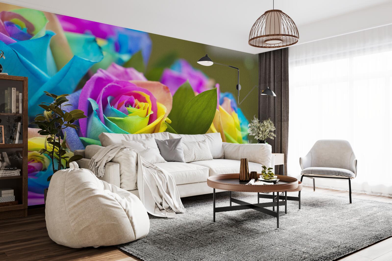 Фотошпалери букет включає красиву райдужну троянду