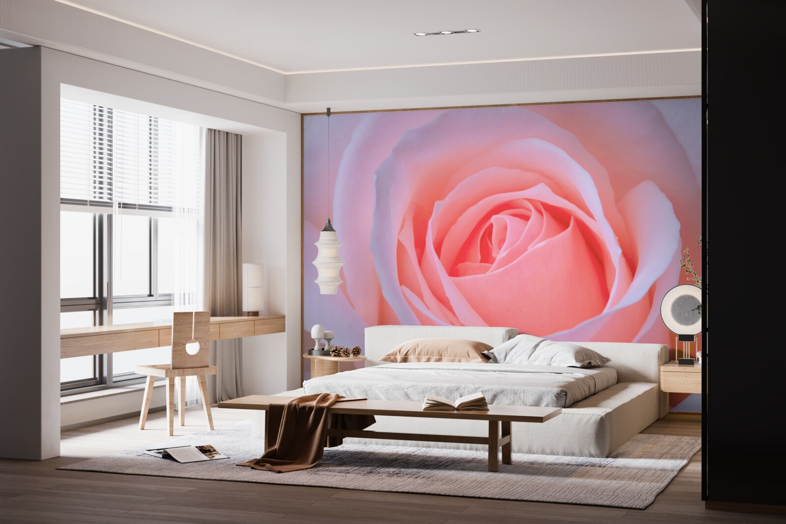 Фотошпалери ніжна троянда з красивими рожевими пелюстками