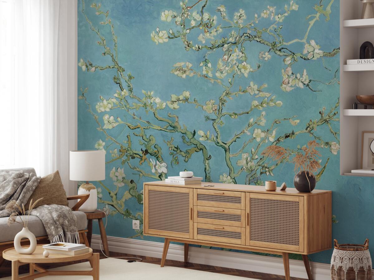 Фотошпалери Білосніжна магнолія на тлі блакитного неба