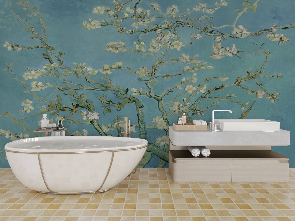 Фотошпалери Білосніжна магнолія на тлі блакитного неба