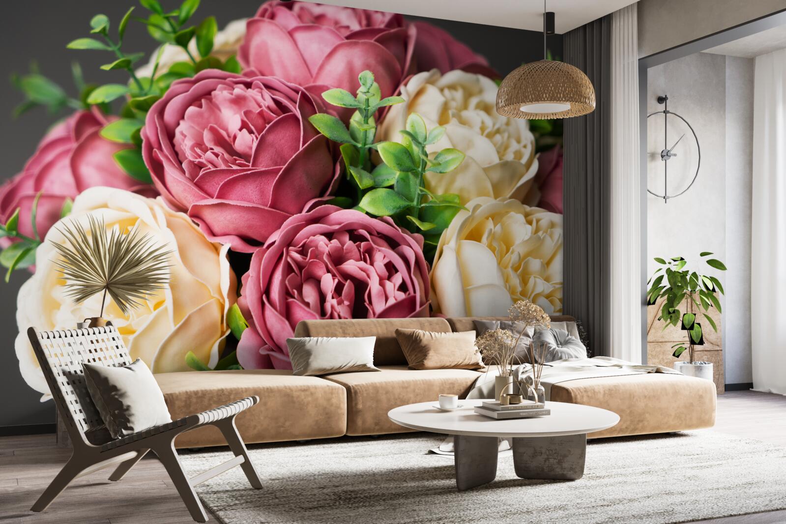 Фотошпалери півонієвий букет троянд