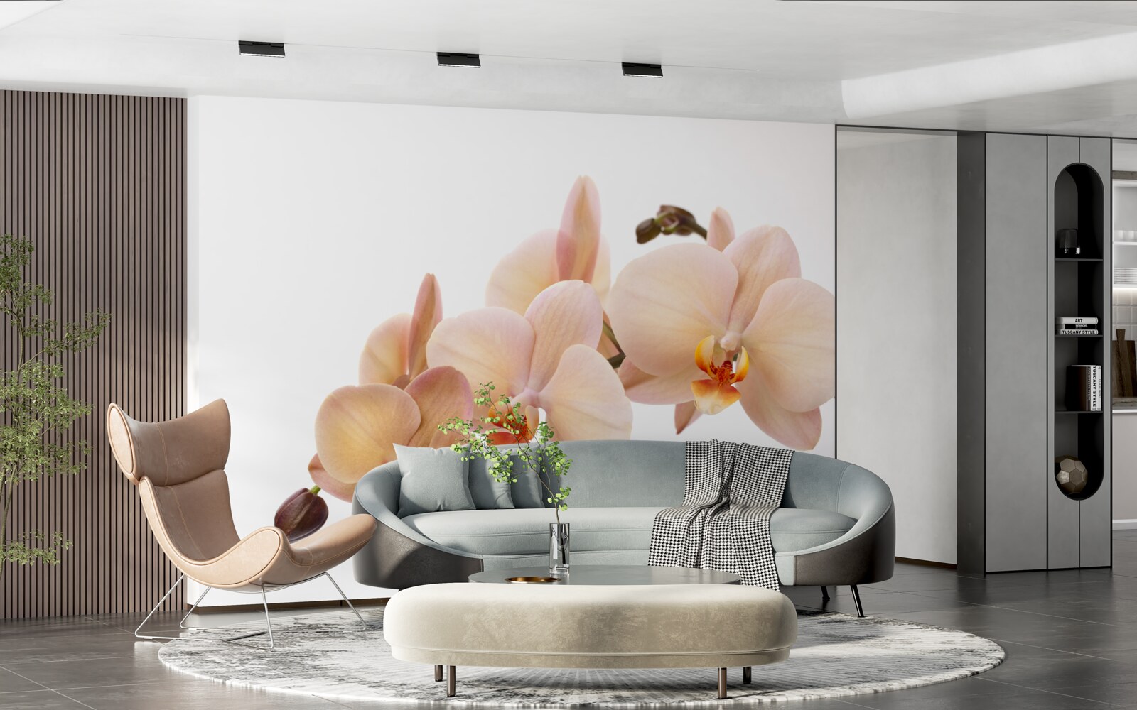 Фотошпалери ізольована гілка персикової орхідеї