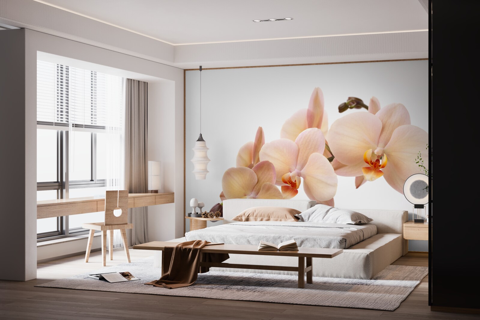 Фотошпалери ізольована гілка персикової орхідеї