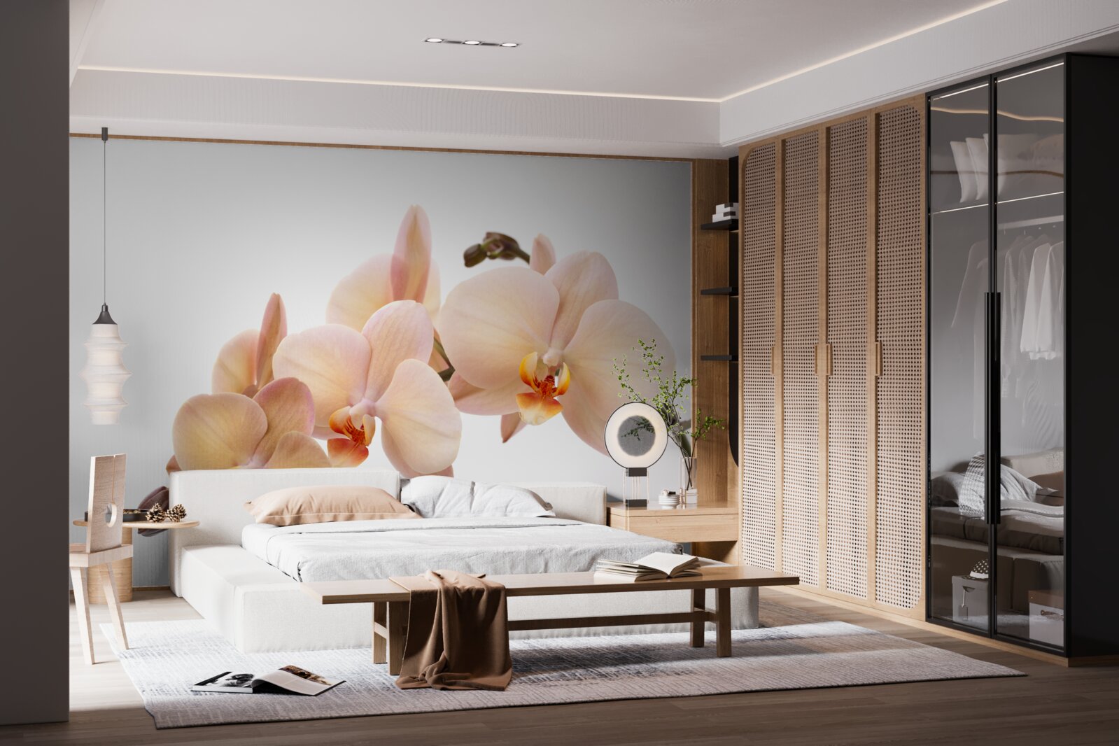 Фотошпалери ізольована гілка персикової орхідеї