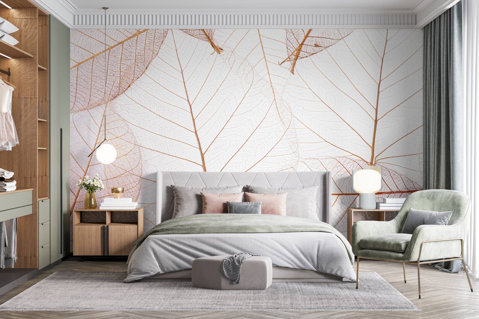 Фотошпалери прозорі простирадла в ніжному рожевому відтінку