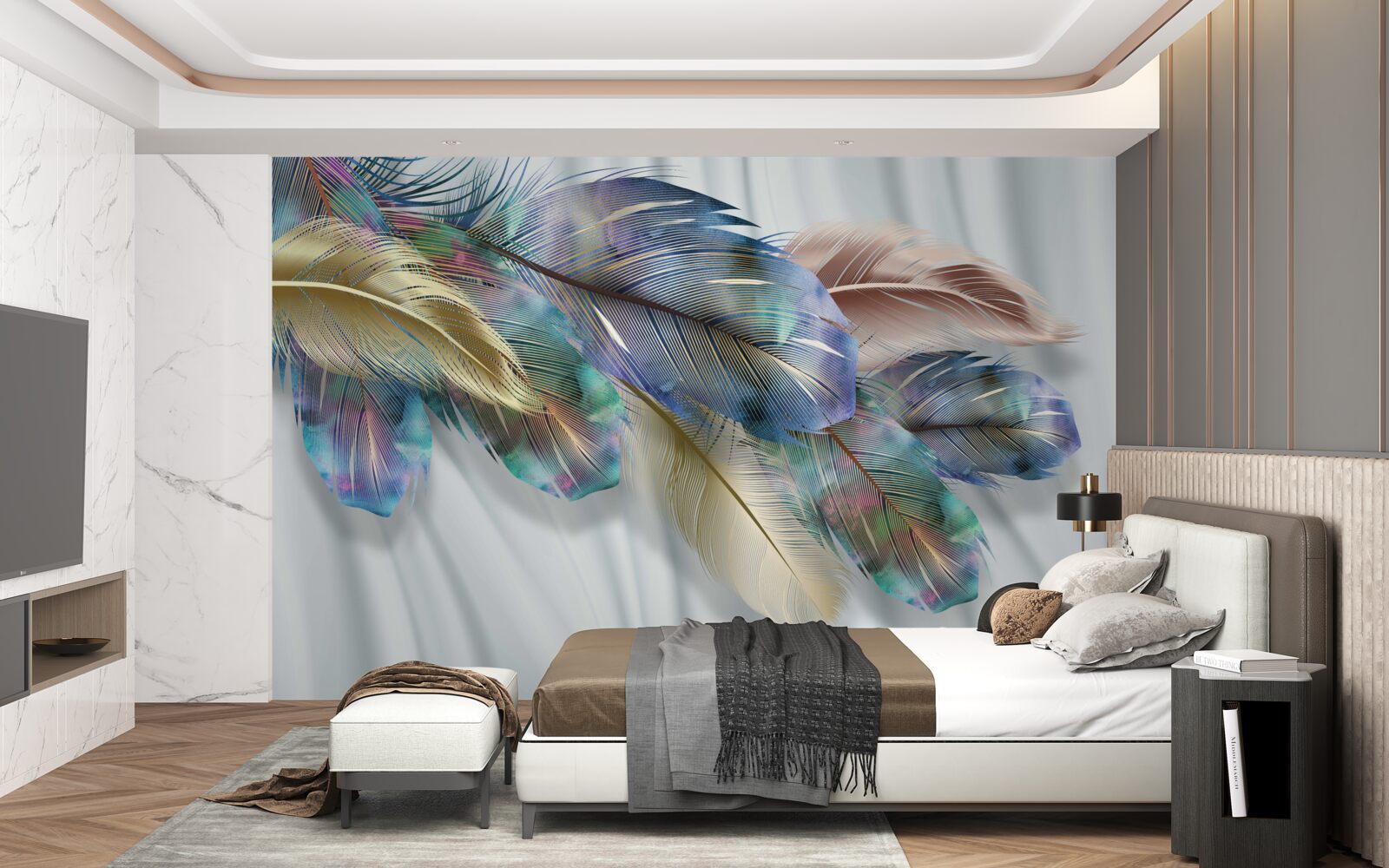 Фотошпалери екстравагантне пір'я на чистому білому тлі