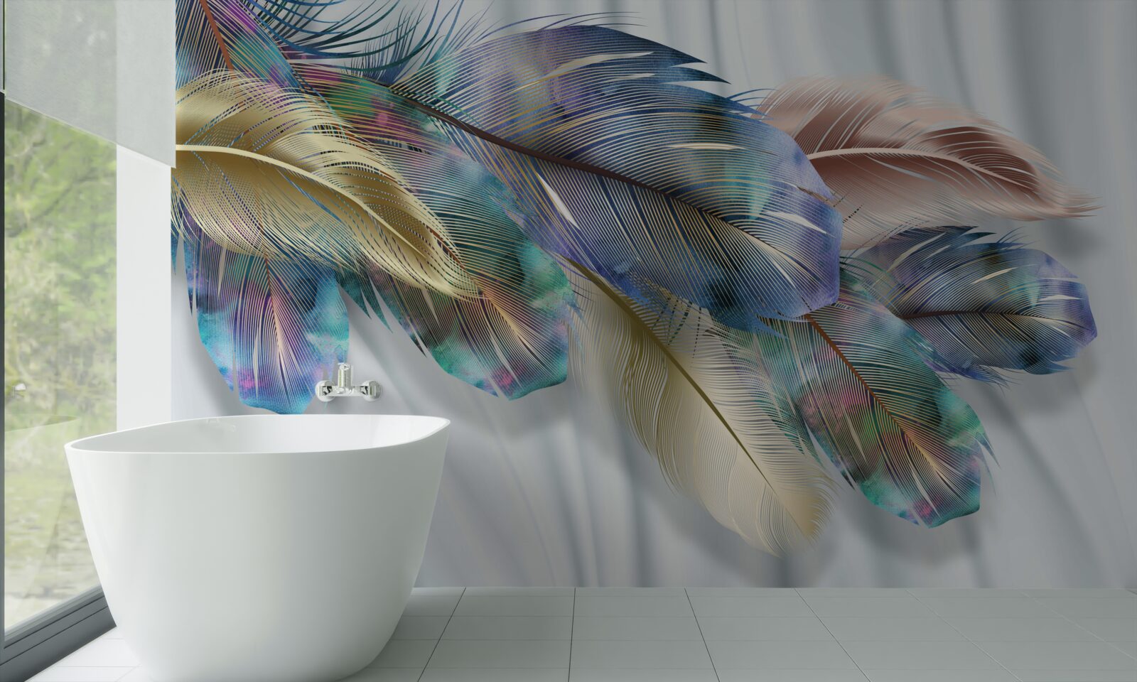 Фотошпалери екстравагантне пір'я на чистому білому тлі