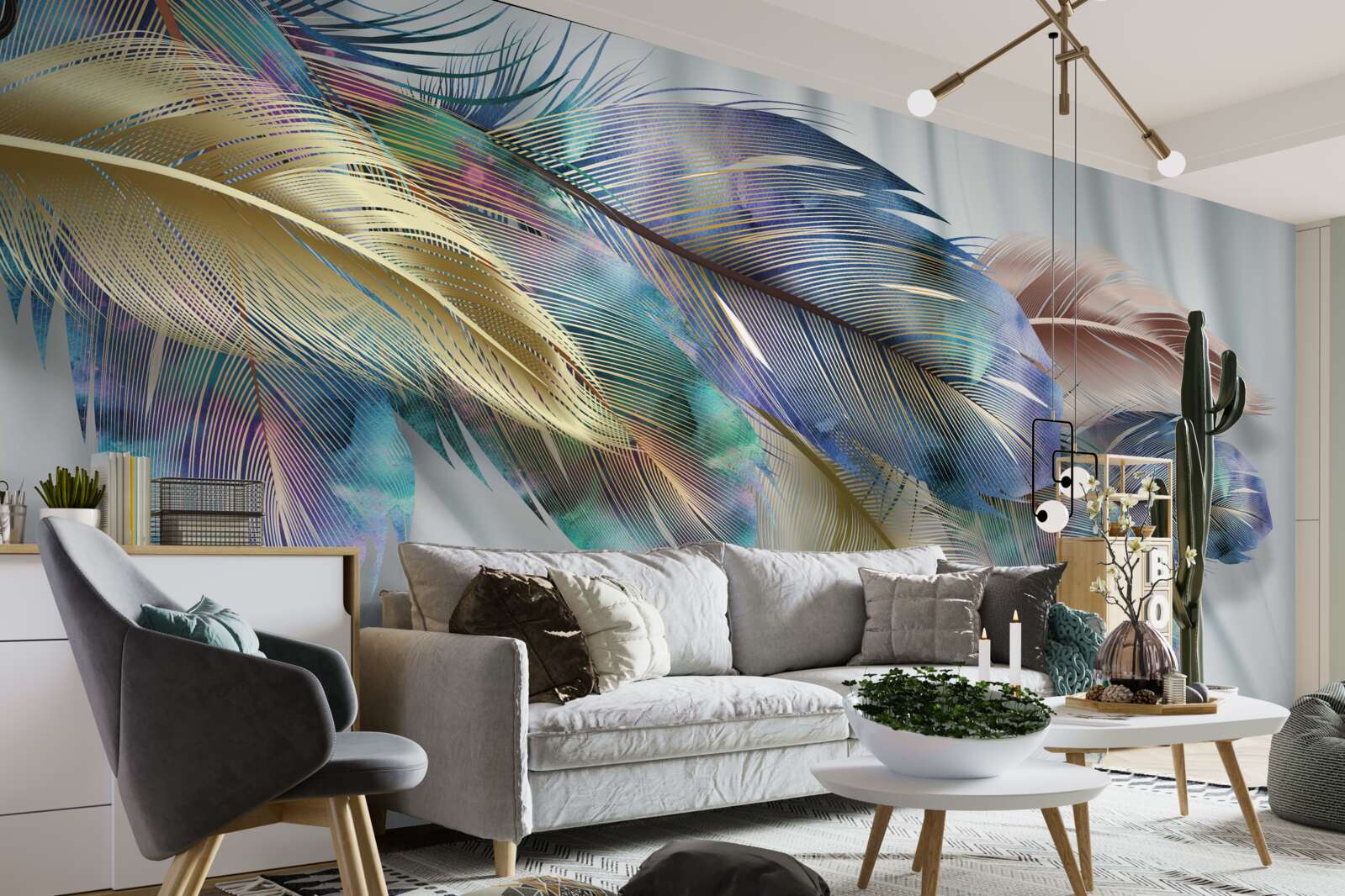 Фотошпалери екстравагантне пір'я на чистому білому тлі