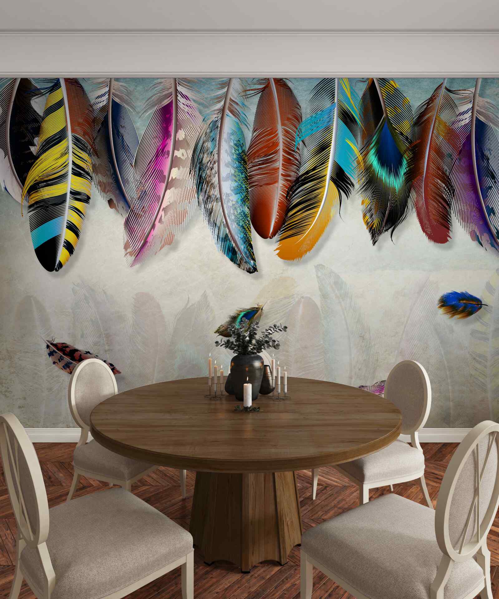 Фотошпалери стильне, дизайнерське яскраве оперення