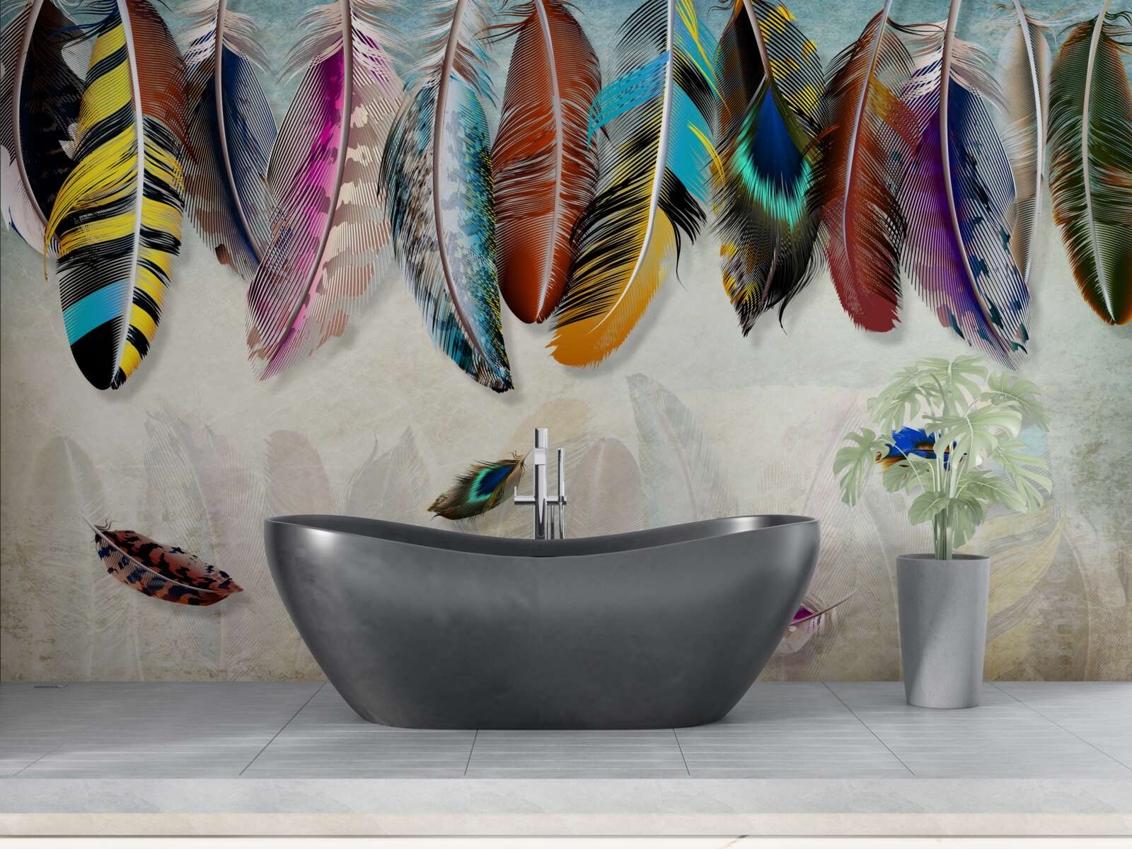 Фотошпалери стильне, дизайнерське яскраве оперення