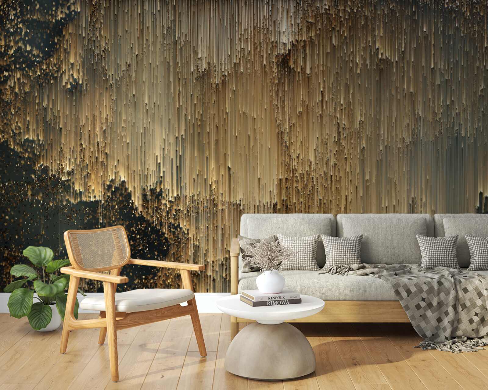 Фотошпалери струмені золота стікають вниз