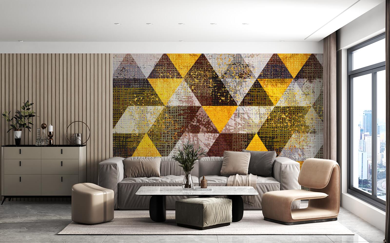 Фотошпалери різнокольорова структура ромба