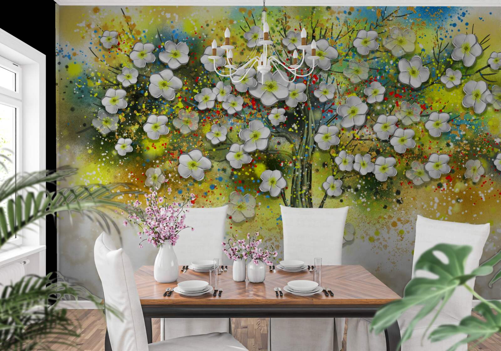 Фотошпалери квітуче, соковите зелене дерево