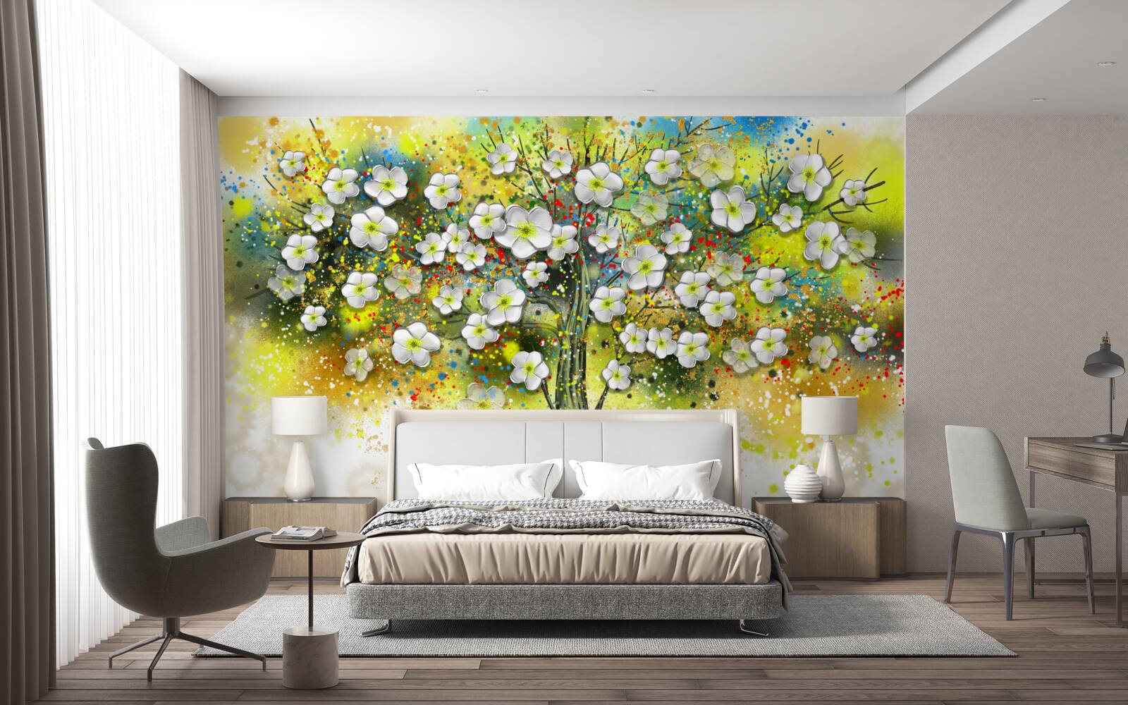 Фотошпалери квітуче, соковите зелене дерево